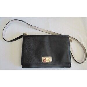 Kate Spade Small Leather Black Flap Clutch Shoulder Bag EUC